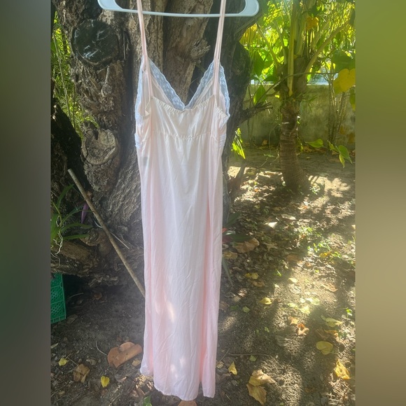 Not AVAILABLE Vintage Silk Satin Slip Chemise nightgown lace Beeline Maxi - Picture 4 of 9